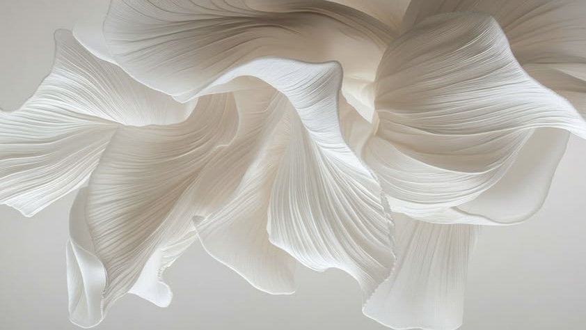 Sculptural white flower petals
